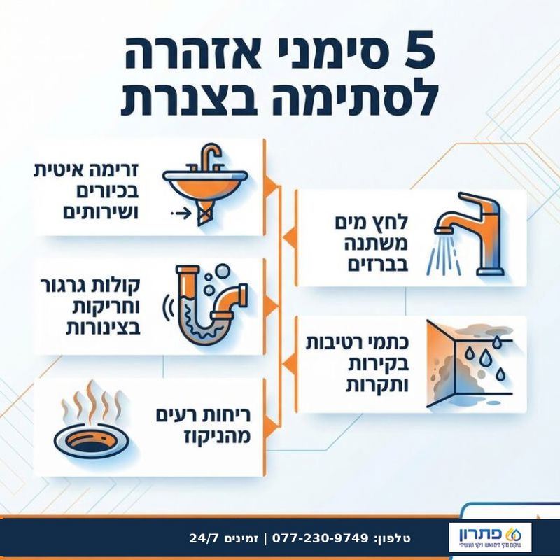5 סימני אזהרה לסתימה בצנרת